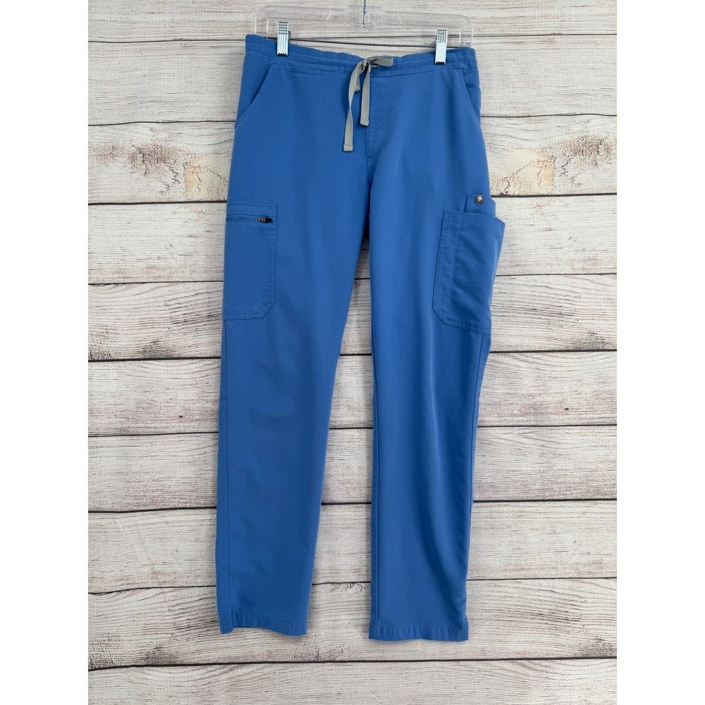 Figs Yola High Rise Slim Scrub Pants Women S Blue TW2000R Cargo Drawstring